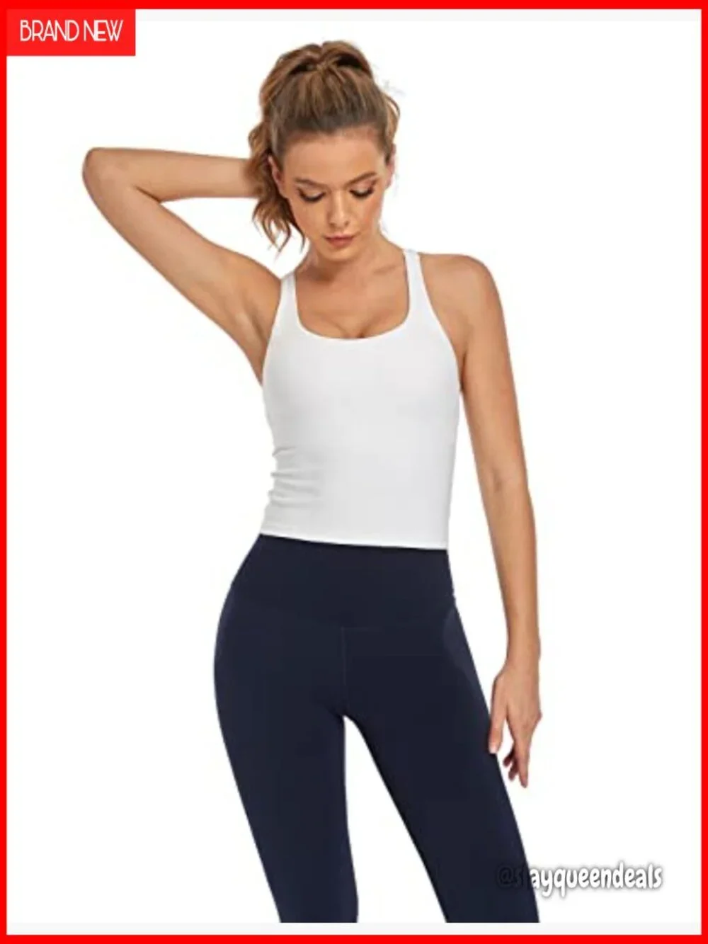 Wirefree Sports Bra with Removable Pads, Medium Impact, Longline Crop Top - Picture 2 of 6